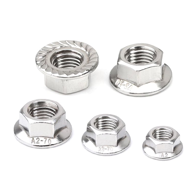 Porcas antiderrapantes de porca de flange hexagonal simples de aço inoxidável 304