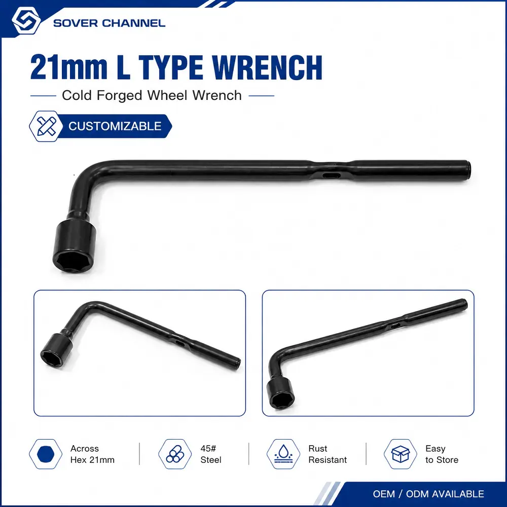 Chave de pneu em forma de L revestida com óxido preto de aço de alto carbono Chave de pneu em forma de L revestida com óxido preto de aço de alto carbono